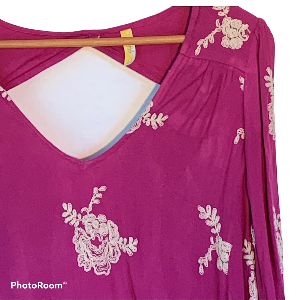 Free People Purple Embroidered Swing Dress or Tunic Top - Picture 4 of 9